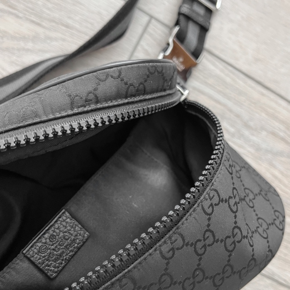 Rare Gucci Black Monogram Guccissima Belt Shoulder Bag Italy - Picture 11 of 14